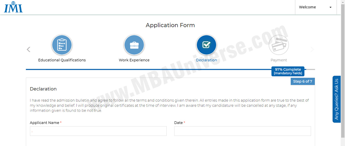 IMI Delhi Application Process