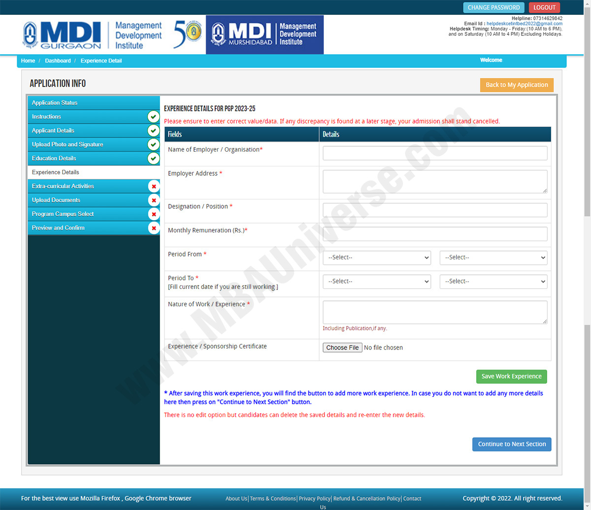 MDI Gurgaon Application Process