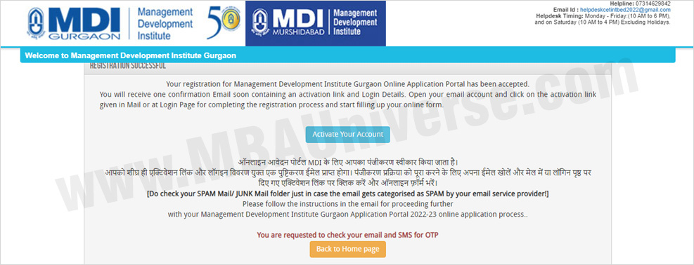 MDI Gurgaon Application Process