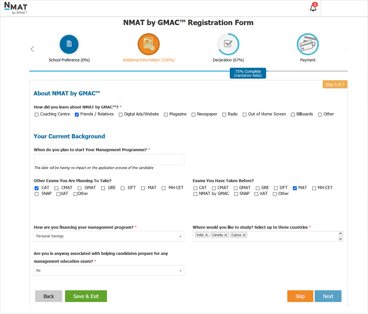 NMAT Registration Process