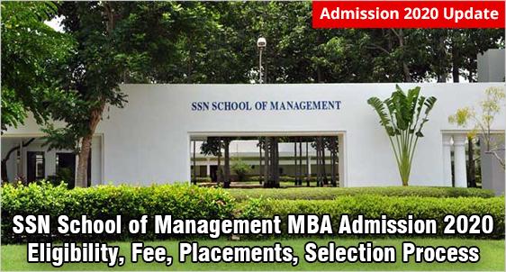 SSN School of Management MBA Admission 2020